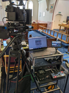 Two cameras feed into our Blackmagic swicher