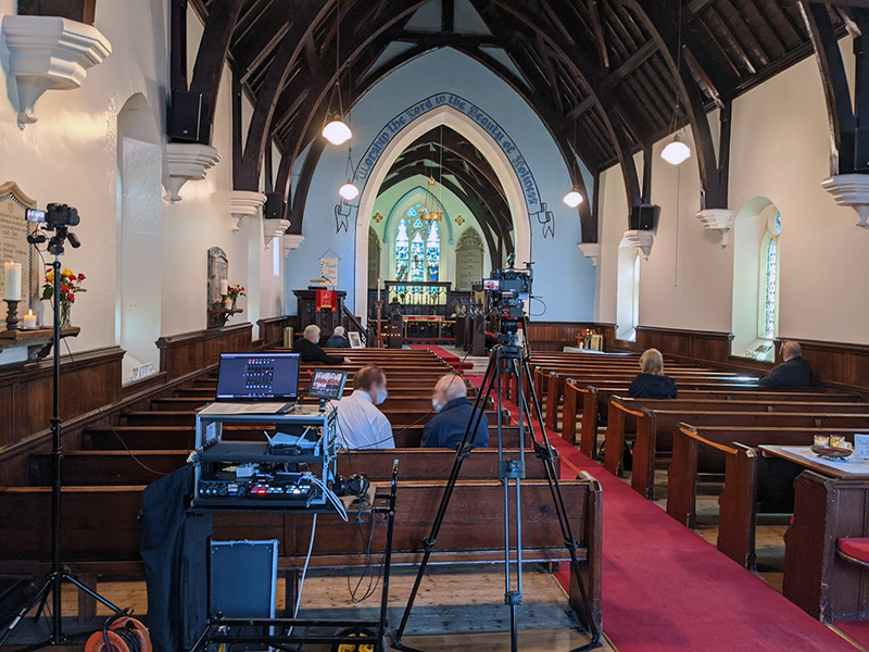 Funeral live stream video in church